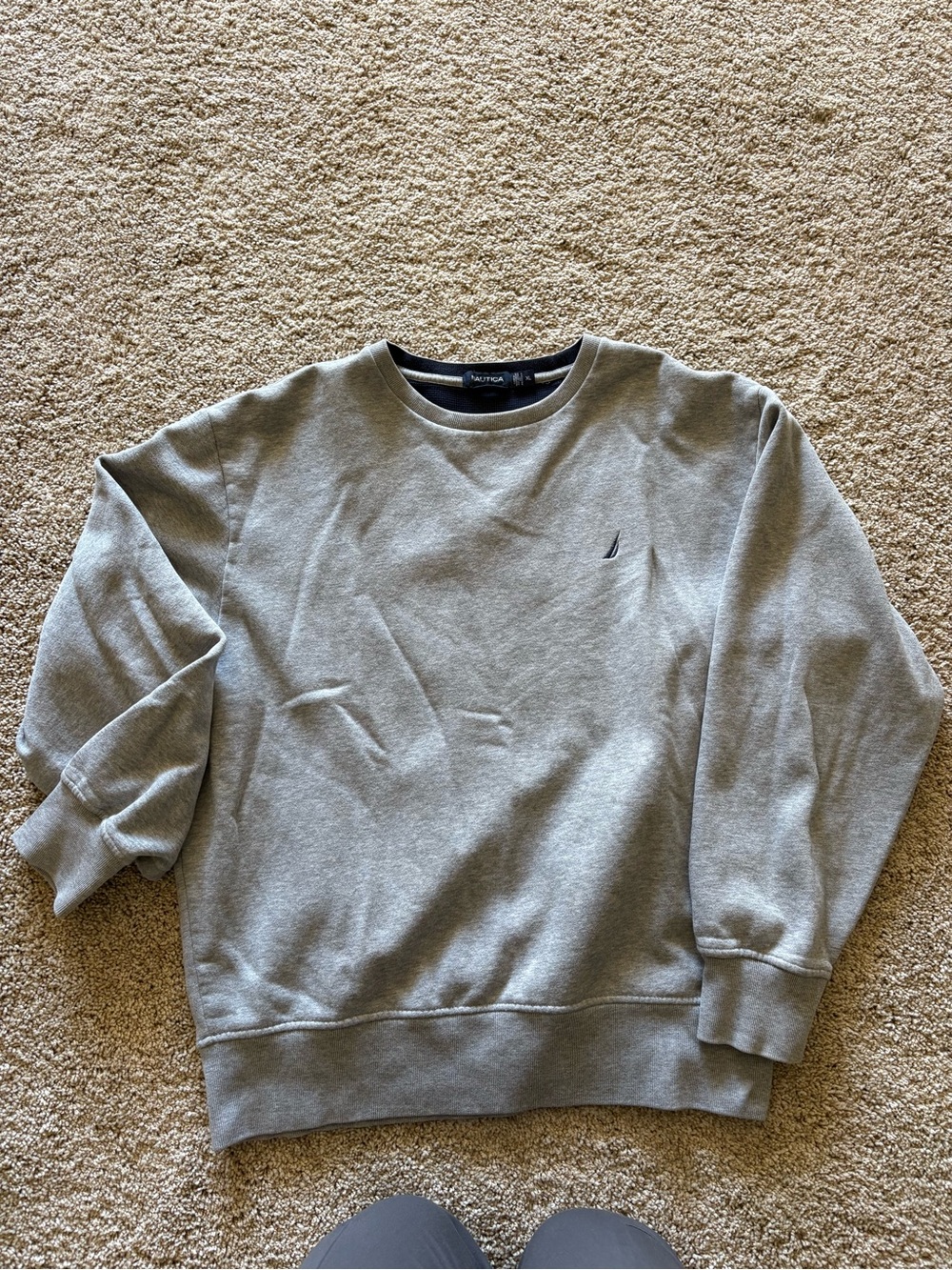Nautica Gray Crewneck Sweatshirt with Small Logo